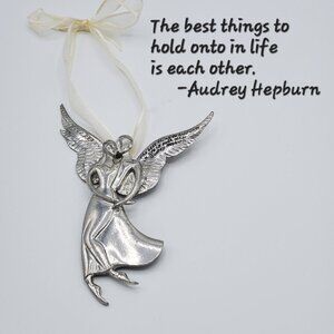 Cannon Falls Pewter Angel Best Thing in Life Audrey Hepburn Quote Ornament